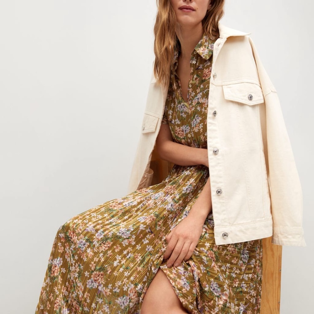 Mango floral print pleated dress bloggers fav - Picture 4 of 12